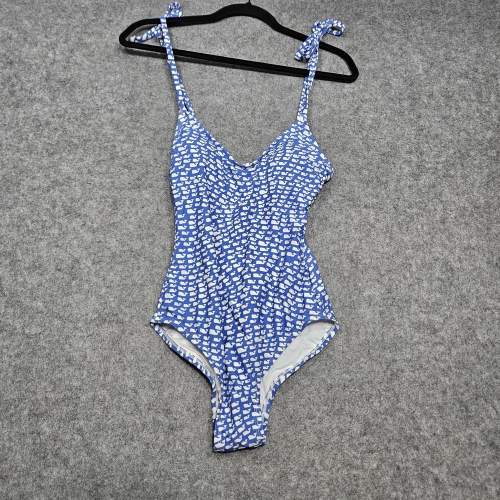 Vineyard Vines Women Size XS Bathing Swim Suit One Piece Blue Beach Whale Theme